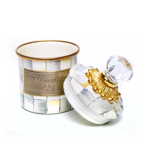 MacKenzie-Childs Sterling Check Mini Canister – Compact & Hand-Painted Storage
